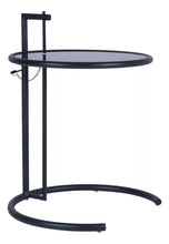 Cargar imagen en el visor de la galería, MESA LATERAL DISEÑO PARIS EN CRISTAL COLOR HUMO Y ACERO
