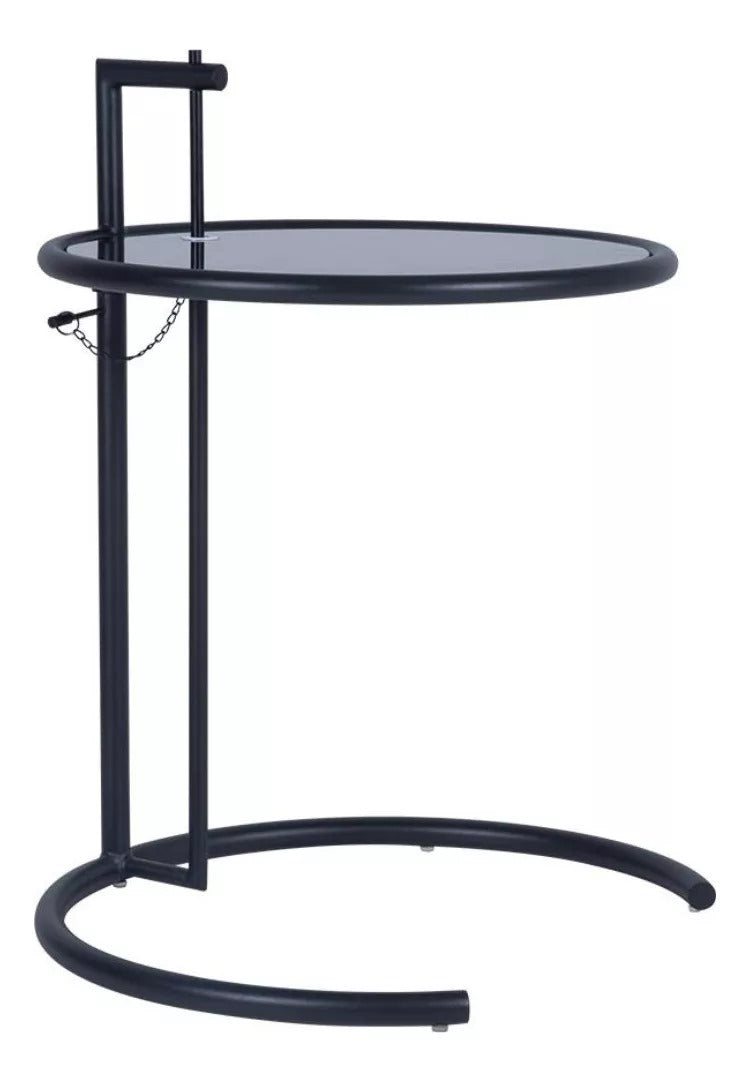 MESA LATERAL DISEÑO PARIS EN CRISTAL COLOR HUMO Y ACERO