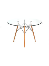 Cargar imagen en el visor de la galería, MESA COMEDOR CIRCULAR ESTILO EAMES DE CRISTAL 100CM
