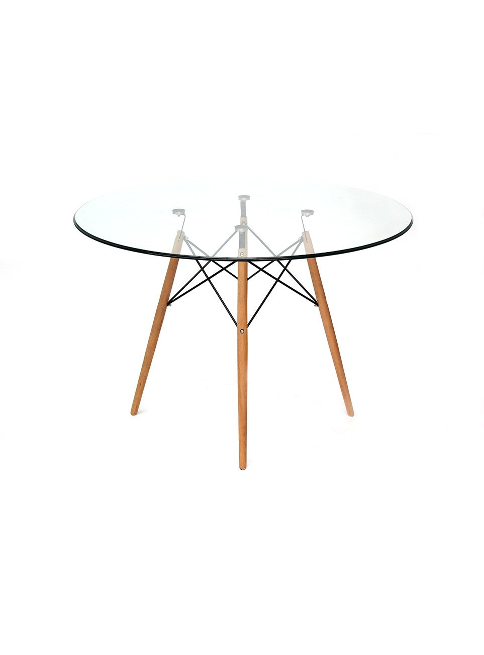 MESA COMEDOR CIRCULAR ESTILO EAMES DE CRISTAL 100CM