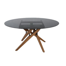 Cargar imagen en el visor de la galería, Mesa Comedor de Cristal Templado y Madera Nassir
